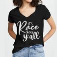 Its Race Day Yall Car Racing Funny Race Day Women V-Neck T-Shirt