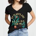 My Plants Are Rooting For Me Plant Funny Gift Women V-Neck T-Shirt