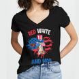 Red White And Moo Patriotic Cow Farmer 4Th Of July Women V-Neck T-Shirt