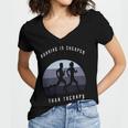 Running Is Cheaper Than Therapy Women V-Neck T-Shirt