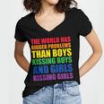 The World Has Bigger Problems Lgbt-Q Pride Gay Proud Ally Women V-Neck T-Shirt