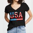 Usa Flag American 4Th Of July Merica America Flag Usa Women V-Neck T-Shirt