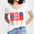 4Th Of July Popsicles Usa Flag Independence Day Patriotic Women V-Neck T-Shirt