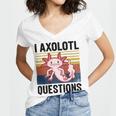 Axolotl Questions I Ask A Lot Of Questions Pun Vintage Women V-Neck T-Shirt