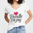 Baby Shower Text Design Bundle Of Joy Heart Women V-Neck T-Shirt