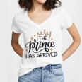 Baby Shower Text Design The Prince Has Arrived Women V-Neck T-Shirt