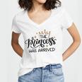 Baby Shower Text Design The Princess Has Arrived Women V-Neck T-Shirt