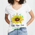 Brain Disabilities Awareness Faith Hope Love Women V-Neck T-Shirt