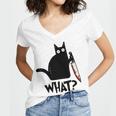 Cat What Murderous Black Cat With Knife Women V-Neck T-Shirt