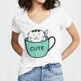 Cute Cat In Mug Women V-Neck T-Shirt