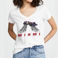 F 1 Miami Gp Aqua Women V-Neck T-Shirt