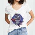 Funny Astronaut Monkey V4 Women V-Neck T-Shirt