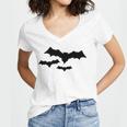 Halloween Scary Vampire Bats Pattern Women V-Neck T-Shirt