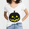 Happy Halloween Scary Black Pumpkin Pattern Women V-Neck T-Shirt