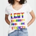 Lgbt Pride Month Lgbt History Month Slogan Shirt Lgbt Community Pride Love Strength Women V-Neck T-Shirt