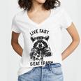 Live Fast Eat Trash Funny Raccoon Hiking Women V-Neck T-Shirt