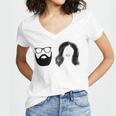 Man With Beard And Glasses With Woman Wavy Hair Women V-Neck T-Shirt