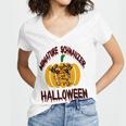 Miniature Schnauzer Halloween On All Hallows Night Women V-Neck T-Shirt