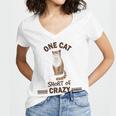 One Cat Short Of Crazy Women V-Neck T-Shirt