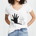 Rabbit Hand Shadow Women V-Neck T-Shirt