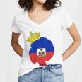 Womens Haitian Afro Queen 1804 Haiti Flag Day Crown Women Gift Women V-Neck T-Shirt