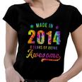 8 Years Old 8Th Birthday 2014 Tie Dye Awesome Women V-Neck T-Shirt