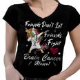 Friends Dont Let Friends Fight Brain Cancer Alone Unicorn Grey Ribbon Brain Cancer Brain Cancer Awareness V2 Women V-Neck T-Shirt