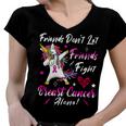 Friends Dont Let Friends Fight Breast Cancer Alone Pink Ribbon Unicorn Breast Cancer Support Breast Cancer Awareness Women V-Neck T-Shirt