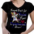 Friends Dont Let Friends Fight Dyspraxia Alone Blue Ribbon Unicorn Dyspraxia Dyspraxia Awareness Women V-Neck T-Shirt