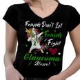 Friends Dont Let Friends Fight Glaucoma Alone Unicorn Green Ribbon Glaucoma Glaucoma Awareness Women V-Neck T-Shirt