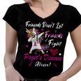 Friends Dont Let Friends Fight Pagets Disease Alone Unicorn Pink Ribbon Pagets Disease Pagets Disease Awareness Women V-Neck T-Shirt