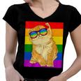 Funny Cat Lgbt Gay Rainbow Pride Flag Boys Men Girls Women Women V-Neck T-Shirt Funny Cat Lgbt Gay Rainbow Pride Flag Boys Men Girls Women Women V-Neck T-Shirt