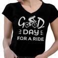 Funny Good Day For A Ride Funny Bicycle I Ride Fun Hobby Race Quote Women V-Neck T-Shirt