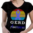 Gerd Awareness Vintage Periwinkle Blue Ribbon Gastroesophageal Reflux Disease Gerd Awareness Women V-Neck T-Shirt