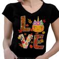 Love Unicorn Turkey Thanksgiving Happy 15 Shirt Women V-Neck T-Shirt