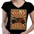 Motorcycle Retro Color Woodblock 482 Shirt Women V-Neck T-Shirt