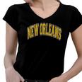 New Orleans Louisiana Varsity Style Amber Text Women V-Neck T-Shirt