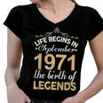 September 1971 Birthday Life Begins In September 1971 V2 Women V-Neck T-Shirt