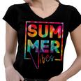 Summer Vibes Tie Dye Hello Summer Vacation Women V-Neck T-Shirt