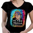 Ultra Maga Trump America Fun Tie Dye Women V-Neck T-Shirt