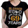 Vintage Blessed By God For 69 Years Happy 69Th Birthday Women V-Neck T-Shirt