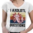 Axolotl Questions I Ask A Lot Of Questions Pun Vintage Women V-Neck T-Shirt