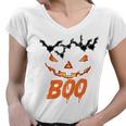 Boo Scary Pumpkin Face Women V-Neck T-Shirt