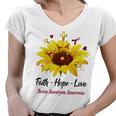 Brain Aneurysm Awareness Faith Hope Love Women V-Neck T-Shirt