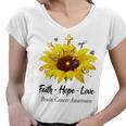 Brain Cancer Awareness Faith Hope Love Women V-Neck T-Shirt