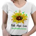 Brain Disabilities Awareness Faith Hope Love Women V-Neck T-Shirt