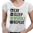 Eat Eat Sleep Wordle Repeat Wordle Lover Wordle Addict Women V-Neck T-Shirt