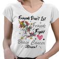 Friends Dont Let Friends Fight Brain Cancer Alone Unicorn Grey Ribbon Brain Cancer Brain Cancer Awareness Women V-Neck T-Shirt