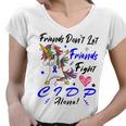 Friends Dont Let Friends Fight Chronic Inflammatory Demyelinating Polyneuropathy Cidp Alone Unicorn Blue Ribbon Cidp Support Cidp Awareness Women V-Neck T-Shirt