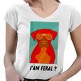 I Am Feral Coll Red Dog Women V-Neck T-Shirt